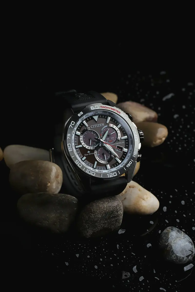 A watch shown on a wrist to illustrate case proportions